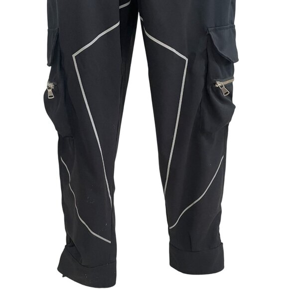 Ebossy Black Cargo Joggers Reflective Details Athleisure Urban Casual Gorpcore - Picture 10 of 13